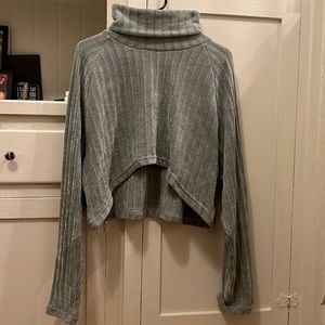 Subtle Mint Long Sleeve Crop Turtle Neck Sweater by Motel Rocks.